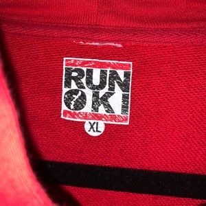 RUN OKI red hoodie